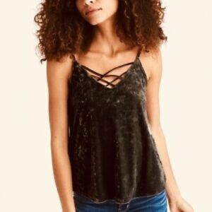 American Eagle Outfitters Velvet Tank Too Olive Green